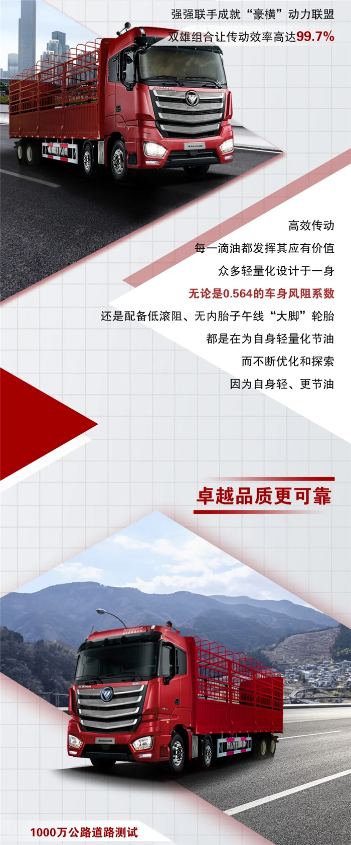 卡友的口碑才是最好的獎杯，在重卡運輸行業(yè)，無論是節(jié)油、性能、品質還是舒適度，歐曼超級重卡都有口皆碑。