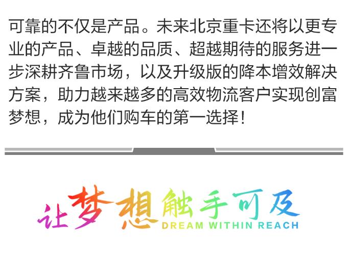 12月7日，北京重卡在齊魯大地再傳捷報(bào)，20輛北京重卡?；窢恳囋跒I州成功交付給山東錦城大客戶。這是繼今年11月份在淄博交付80輛后，北京重卡?；奋囋谏綎|的第二次交付，充分展現(xiàn)了齊魯大地?；愤\(yùn)輸業(yè)對(duì)北京重卡的認(rèn)可。